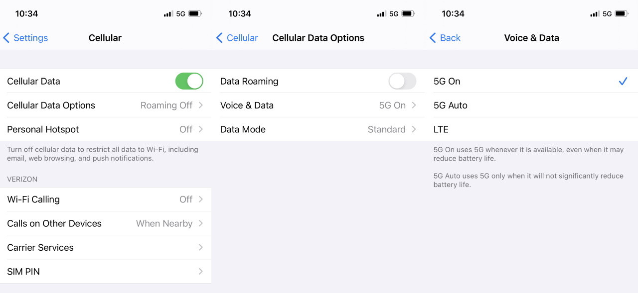 Cài đặt dữ liệu di động trên iPhone bật 5G