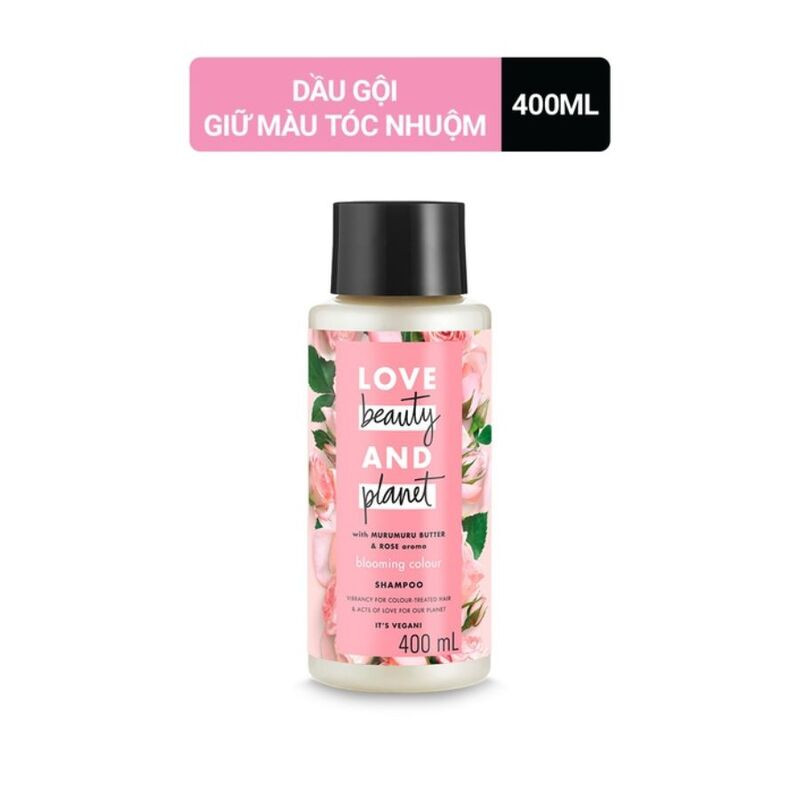 Chai dầu gội Love Beauty &amp; Planet Blooming Colour màu hồng dành cho tóc nhuộm