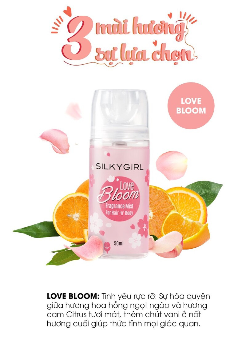 Chai xịt thơm SilkyGirl Love Bloom màu đỏ