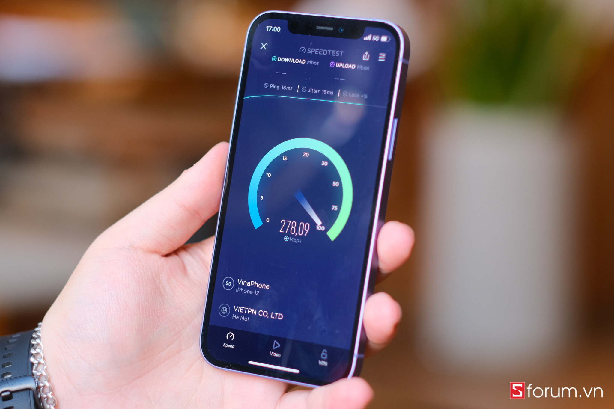 Kết quả kiểm tra tốc độ 5G trong nhà trên iPhone