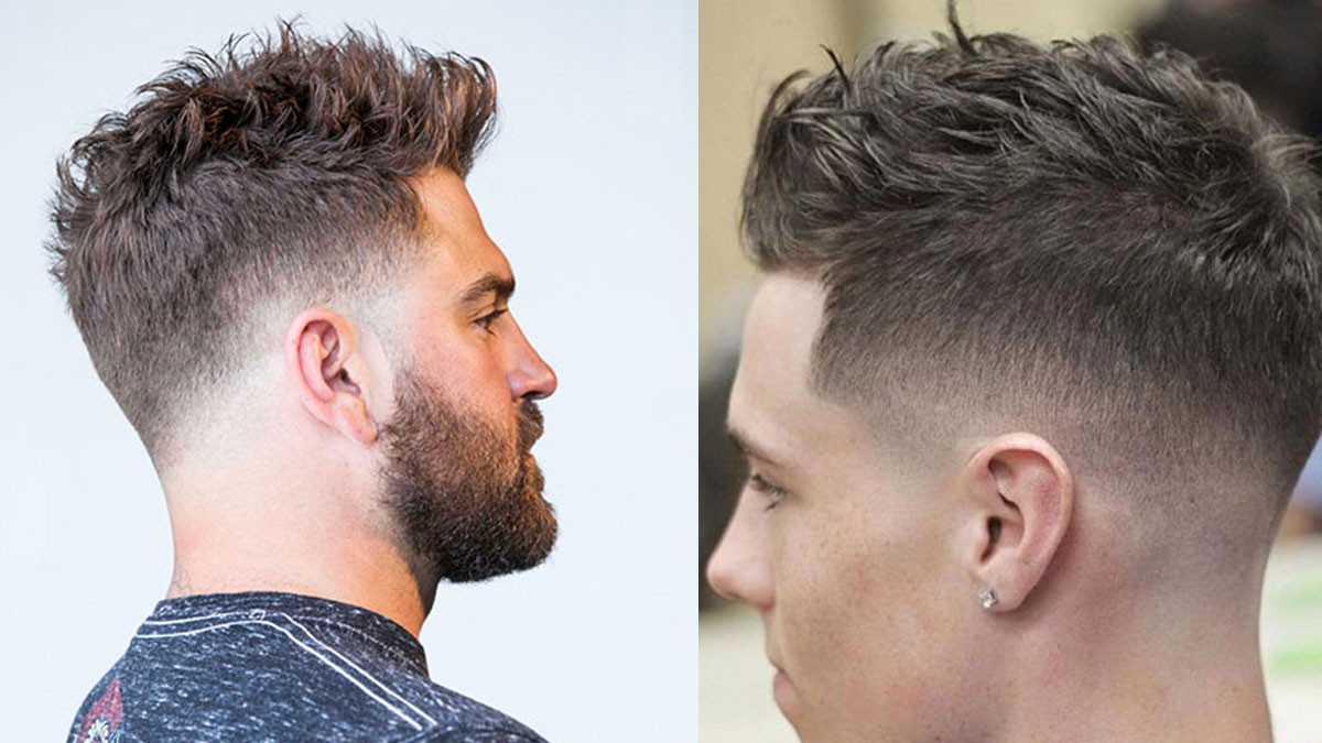 Kiểu tóc nam ngắn mặt tròn áp dụng kỹ thuật drop fade