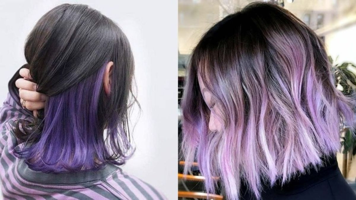 Mái tóc bob ngắn nhuộm balayage tím khói ấn tượng