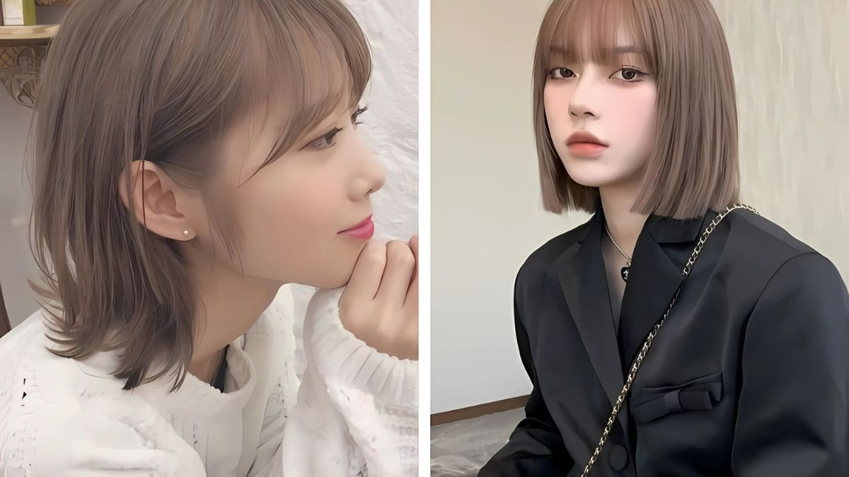 Mái tóc ngắn balayage màu nâu khói thời thượng