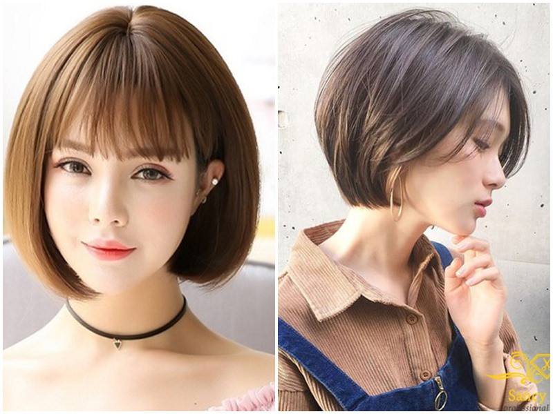 Mái tóc ngắn được uốn cụp nhẹ nhàng ôm lấy gương mặt
