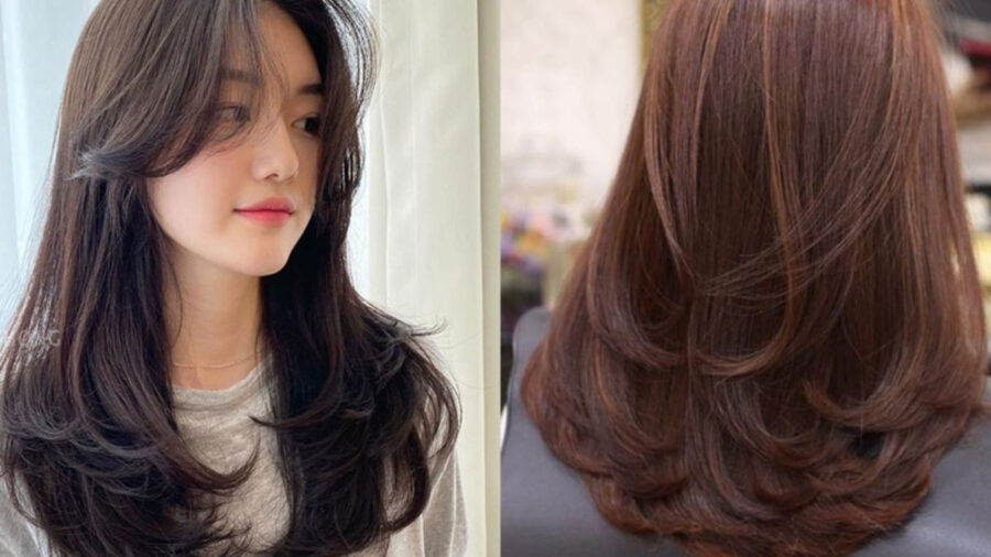 Mẫu tóc ngang lưng uốn đuôi chữ C mềm mại