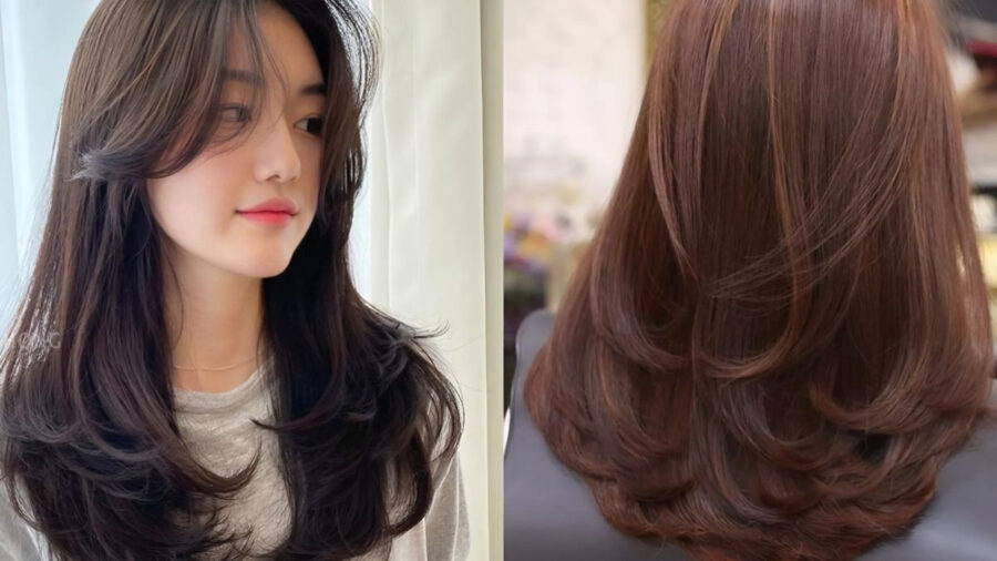 Mẫu tóc xoăn đuôi uốn nhẹ ngang lưng đẹp tự nhiên