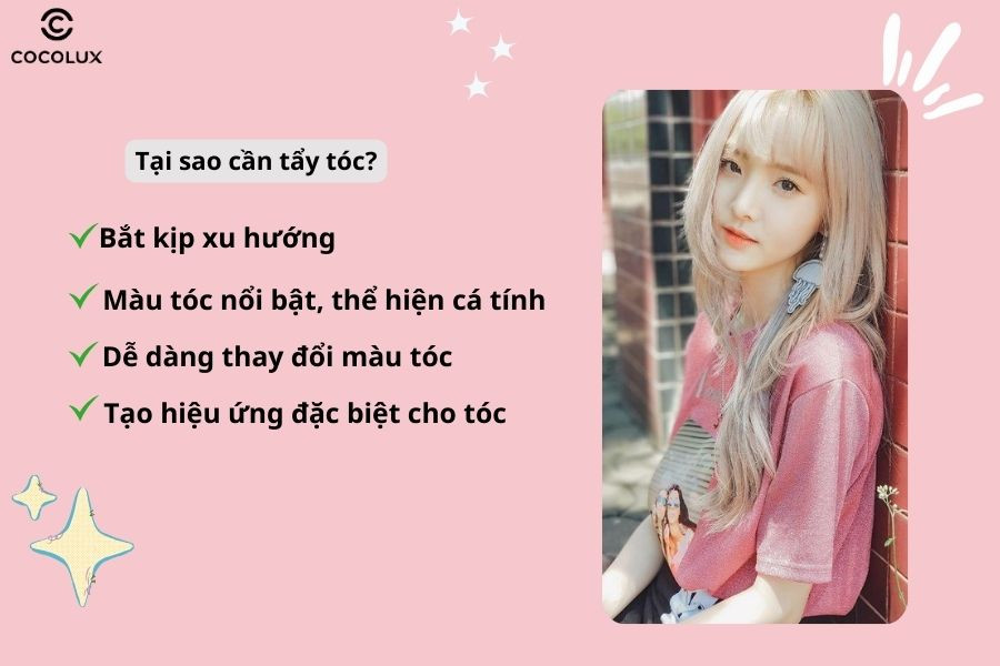 Người mẫu với mái tóc nhuộm màu sáng sau khi tẩy
