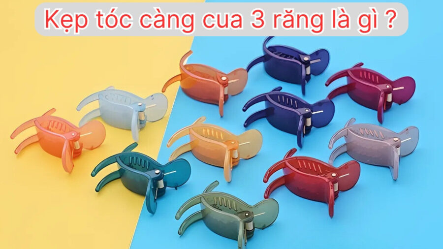 Phụ kiện kẹp tóc càng cua 3 răng hình dáng càng cua trên nền trắng