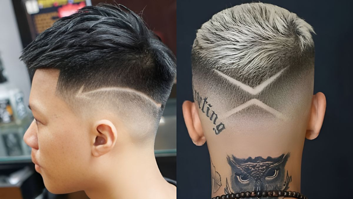 Tattoo tóc nam tạo hình mũi tên sắc nét