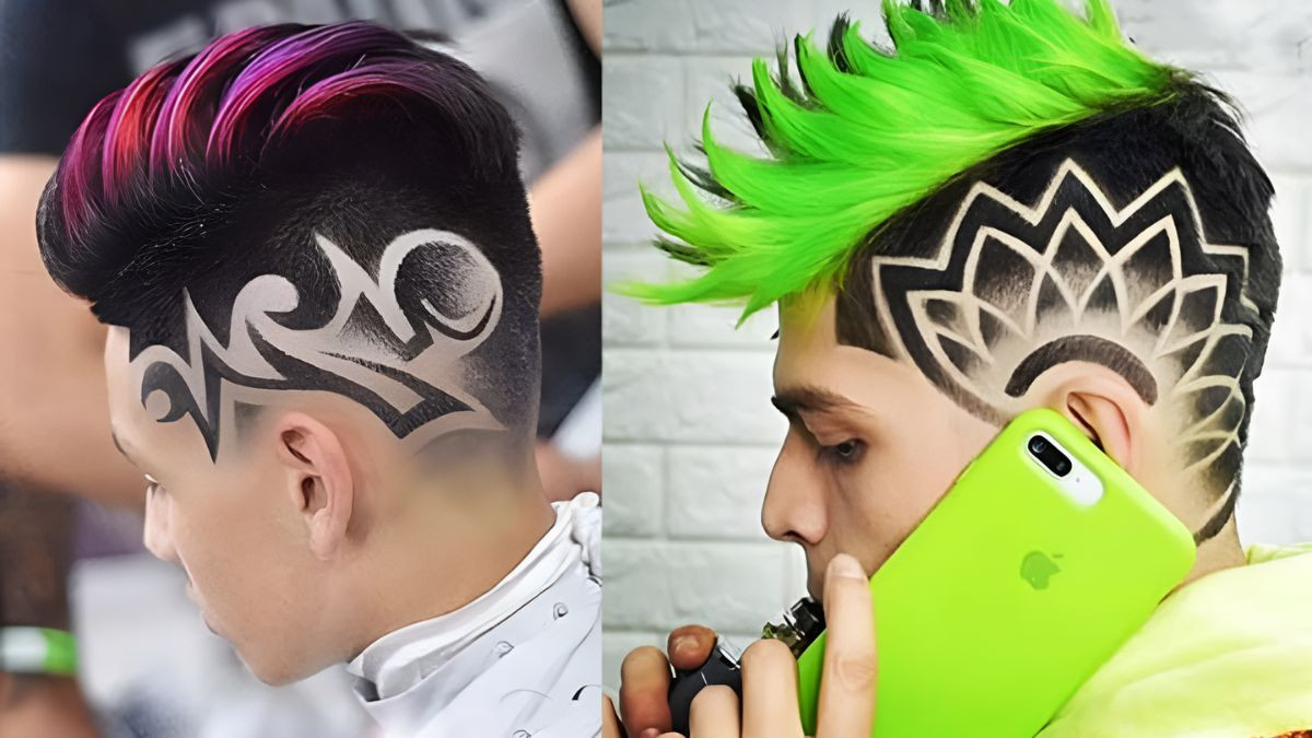 Tattoo tóc nam với hoa văn hình học độc đáo