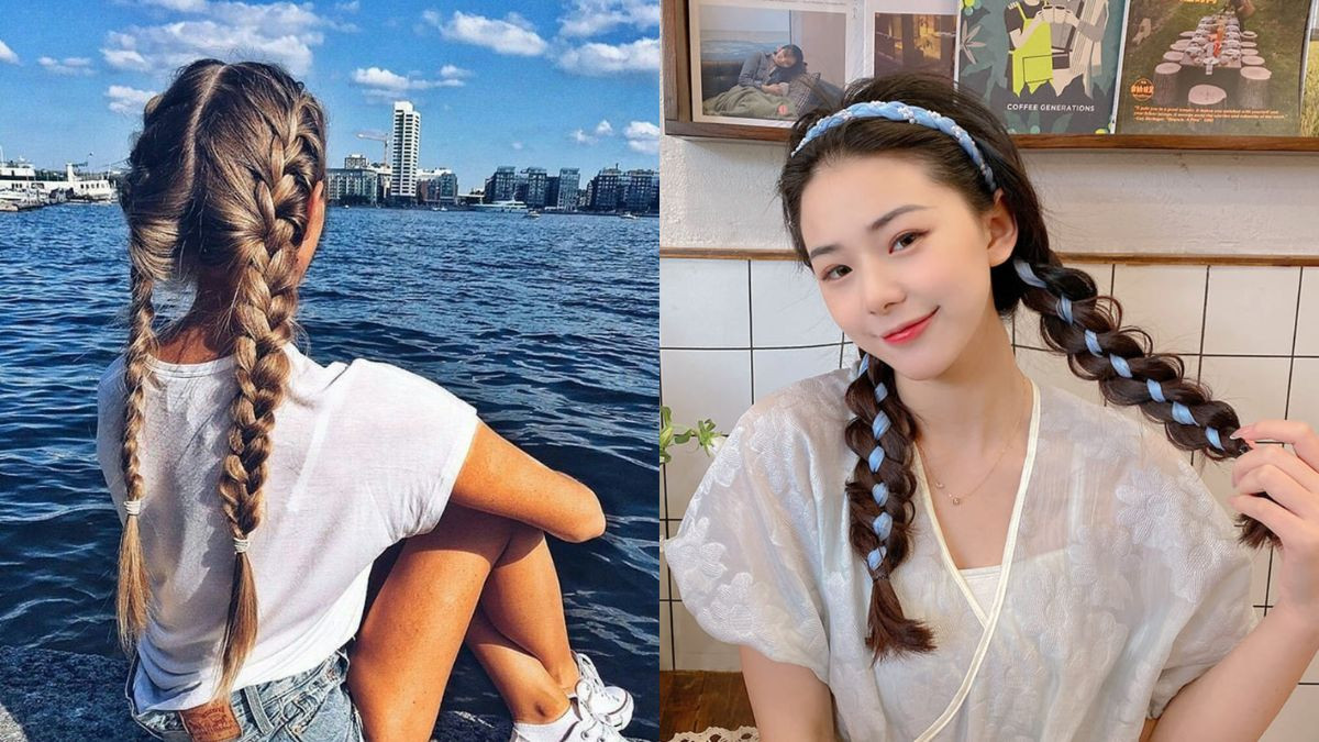 Tết tóc 2 bên cho tóc dài duyên dáng