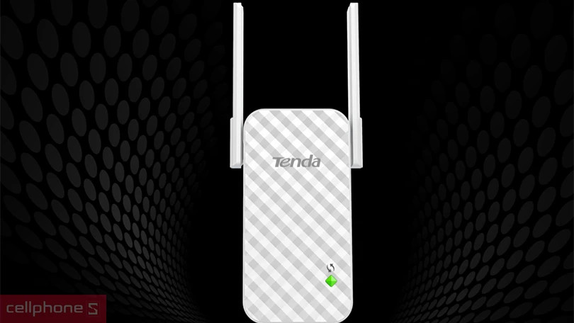 Thiết bị mở rộng sóng Wi-Fi Tenda A9 màu trắng cắm vào ổ điện.