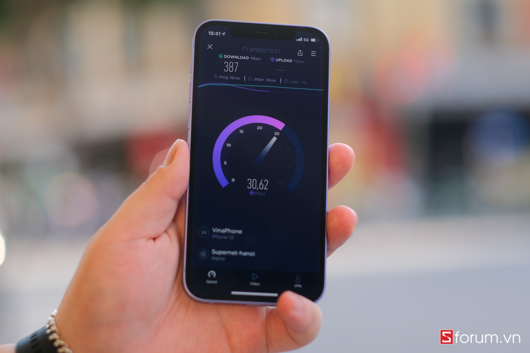 Tốc độ tải lên khi kiểm tra mạng 5G
