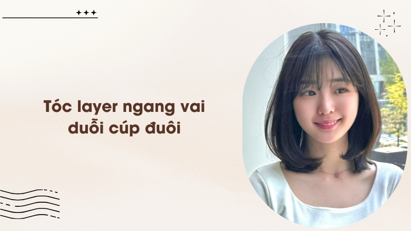 Tóc layer ngang vai duỗi cúp đuôi