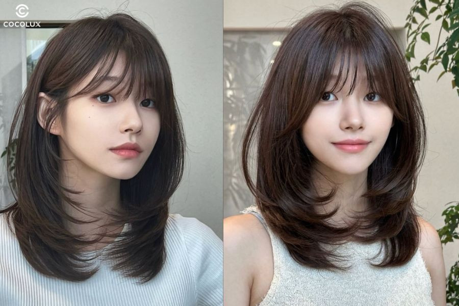 Tóc mullet layer cá tính cho mặt dài, alt: Tóc mullet layer thể hiện cá tính, che trán cao và tạo độ thoáng cho vùng cằm, cổ