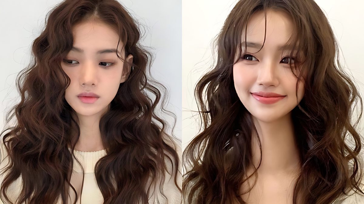 Tóc nhuộm nâu tây xoăn mì tôm