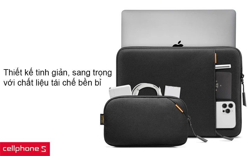 Túi chống sốc Tomtoc Macbook Air Pro 13 inch với thiết kế tối giản màu đen