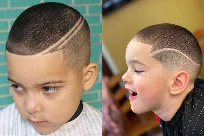 Bé trai với kiểu tóc đầu đinh ngắn trông rất gọn gàng