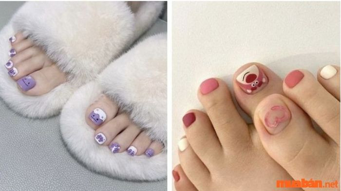 Móng chân màu pastel trẻ trung