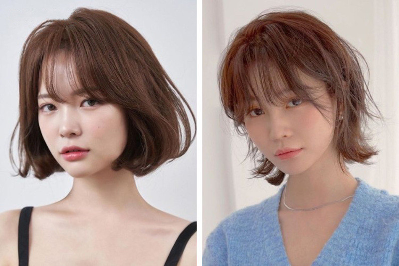Nữ tính với tóc ngắn nhuộm màu nâu socola