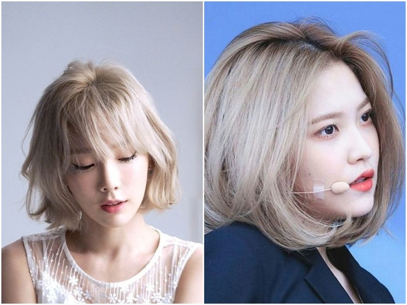 Tóc ngắn nhuộm màu bạch kim cá tính