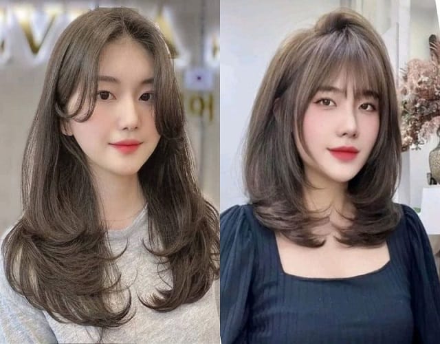 Mẫu tóc layer bung nữ uốn cụp đẹp