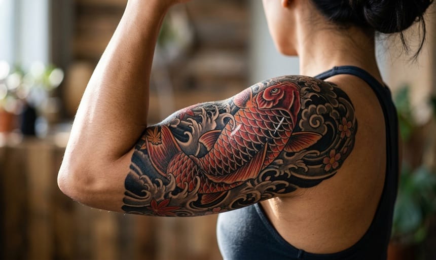 Từng vảy cá chép óng ánh dưới làn nước xiết là biểu tượng phong thủy ngàn năm
